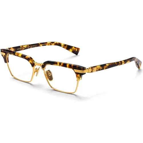 Glasses, male, , Size: ONE SIZE Vintage-inspired clubmaster eyeglasses in tortoise - Balmain - Modalova