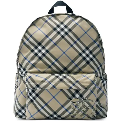 Backpacks, male, , Size: ONE SIZE Check Pattern Backpack with Zip Fastening - Burberry - Modalova