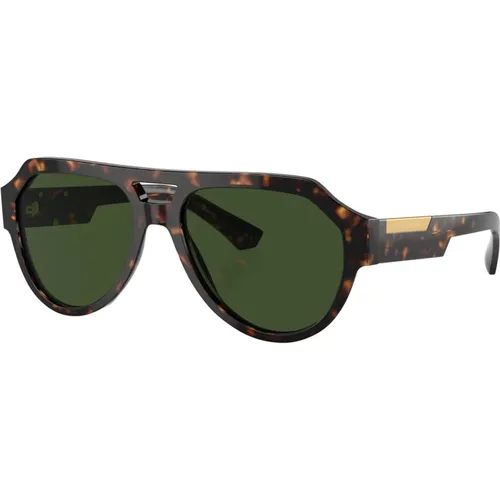 Havana/Green Sunglasses Dg4466 , male, Sizes: 56 MM - Dolce & Gabbana - Modalova