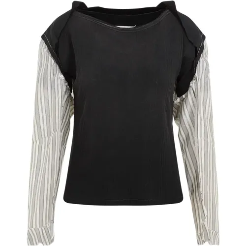 Blouses, female, , Size: M Cotton T-Shirt with Unique Details - Maison Margiela - Modalova