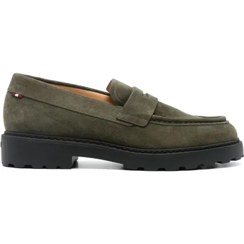 Loafers, male, , Size: 8 US Suede Penny Loafer Shoes - Bally - Modalova