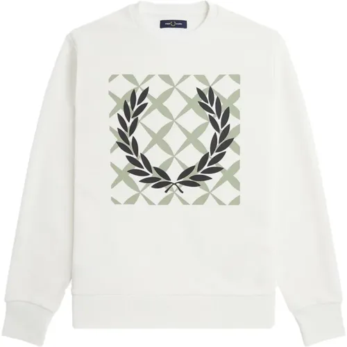 Sweatshirts, male, , Size: 2XL Graphic Cross Stitch Sweatshirt - Fred Perry - Modalova