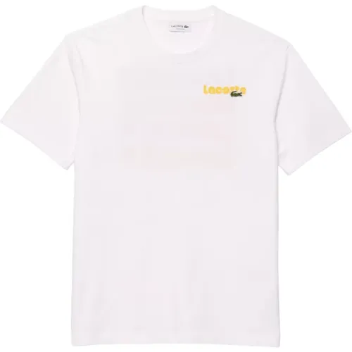 Weiße Trendige Baumwoll-T-Shirt , Herren, Größe: XL - Lacoste - Modalova