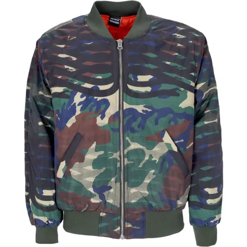 Bomber Jackets, male, , Size: M Camo Bomber Jacket with Ribbed Details - Propaganda - Modalova