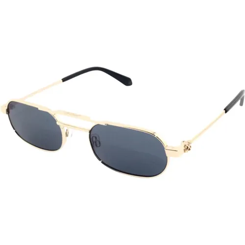 Gold Frame Sunglasses with Grey Lenses , unisex, Sizes: 55 MM - Off White - Modalova