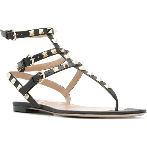 Flat Sandals, female, , Size: 5 1/2 US Rockstud Flat Flip-flop Sandals - Valentino Garavani - Modalova