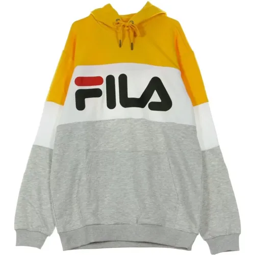 Hoodies, male, , Size: S Blocked Hoodie Light Gray Melange - Fila - Modalova