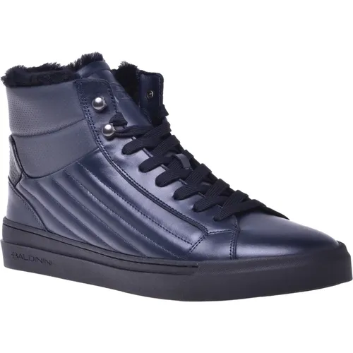 Trainers in dark quilted leather and leather - Baldinini - Modalova