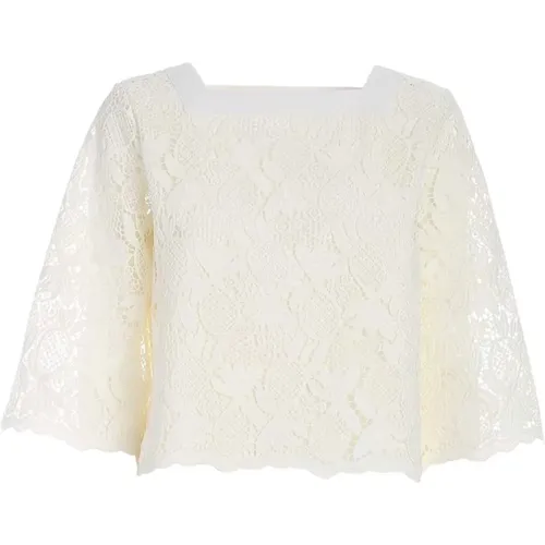 Blouses, female, , Size: XS Ananas Lace Sleeve Top - See by Chloé - Modalova