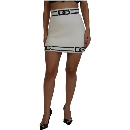 Alpaca High Waist A-line Mini Skirt , female, Sizes: 2XS - Dolce & Gabbana - Modalova
