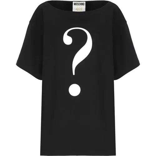 Schwarzes T-Shirt mit Kontrastlogo - Moschino - Modalova