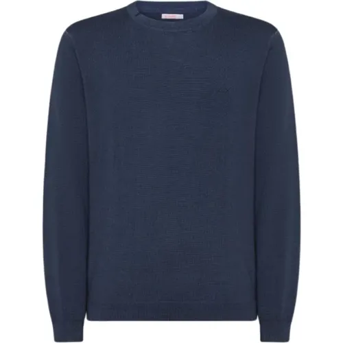 Round-neck Knitwear, male, , Size: XL Vintage Wool Sweater Crewneck Embroidered Logo - Sun68 - Modalova