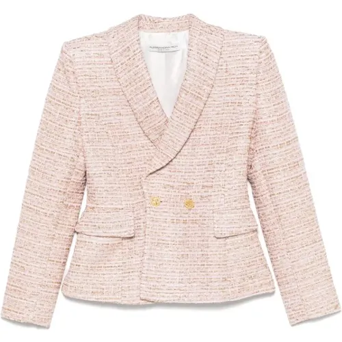 Blazers, female, , Size: S Double-Breasted Jacket with Flap Pockets - Alessandra Rich - Modalova