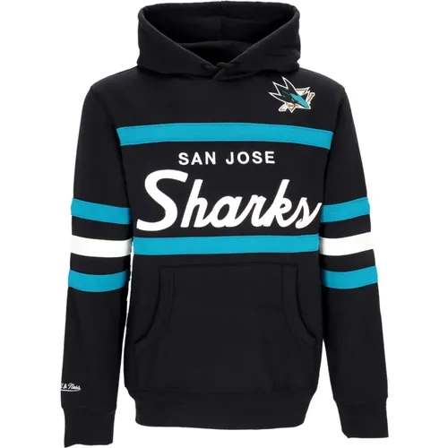 Hoodies, male, , Size: L NHL Head Coach Hoodie San Jose Sharks - Mitchell & Ness - Modalova