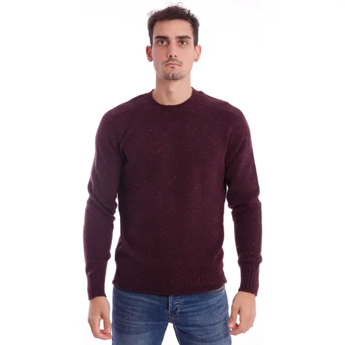 Round-neck Knitwear, male, , Size: XL Bordeaux Donegal Girocollo Sweater - Drumohr - Modalova