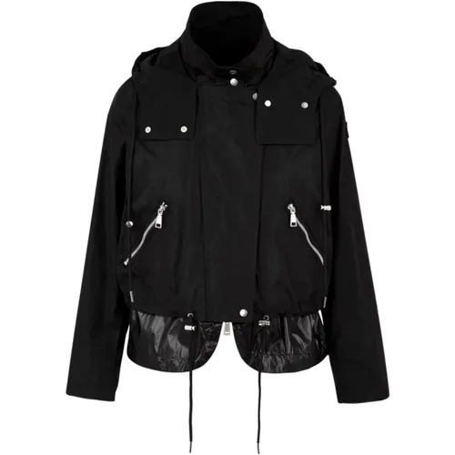 Schwarzer Mantel mit Reißverschluss und verstellbarer Taille - add - Modalova