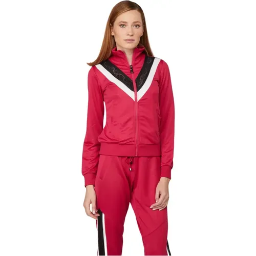 Cherry Geometric Sweatshirt with Zipper , female, Sizes: XS - Twinset - Modalova