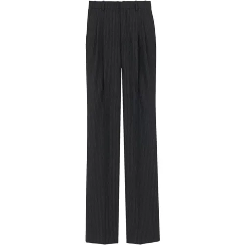 Straight Trousers, female, , Size: M Straight Leg Wool Trousers - Saint Laurent - Modalova