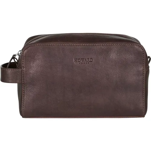 Toilet Bags, male, , Size: ONE SIZE Dark Leather Men's Washbag - Howard London - Modalova