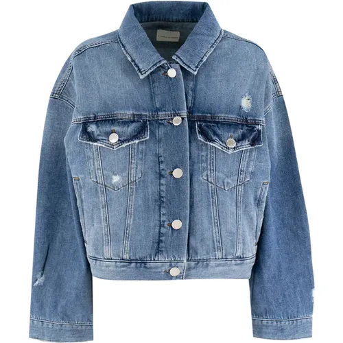 Denim Jackets, female, , Size: S Classic Denim Jacket with Metal Studs - pinko - Modalova