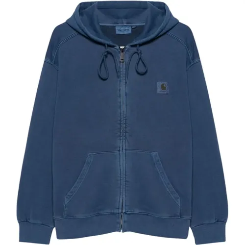 Navy Zip-Through Hoodie Sweater , male, Sizes: S - Carhartt WIP - Modalova