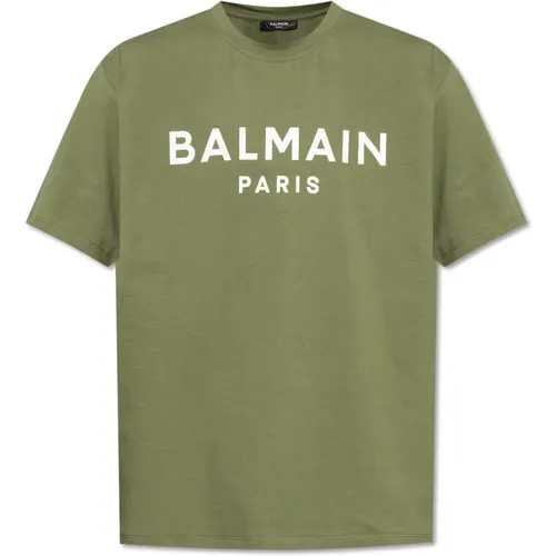 T-shirt with logo , male, Sizes: S - Balmain - Modalova