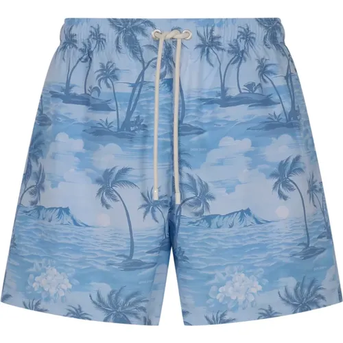 Sunset Swimshort Indigo Clothing , male, Sizes: L, M - Palm Angels - Modalova