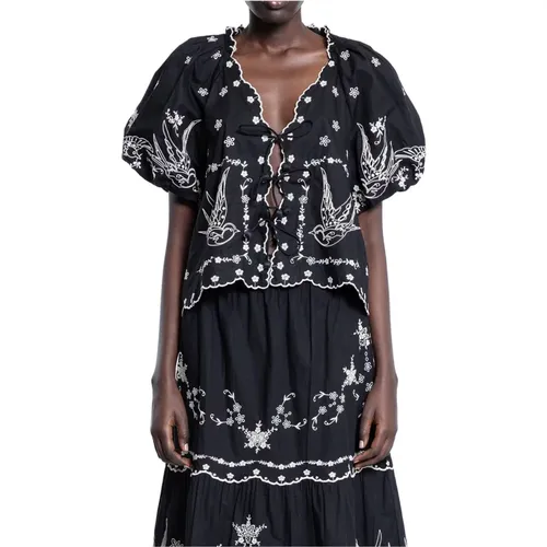 Blouses, female, , Size: M Embroidery Tie Front Top - Sea NY - Modalova