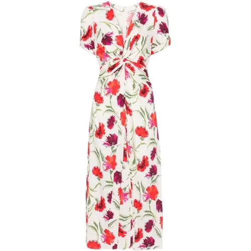 Floral Midi Dress with Twist Detail , female, Sizes: L, XS, M - Diane Von Furstenberg - Modalova