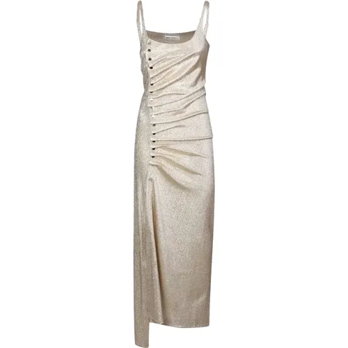 Glamorous Lurex Draped Dress with Button Detail , female, Sizes: S - Paco Rabanne - Modalova