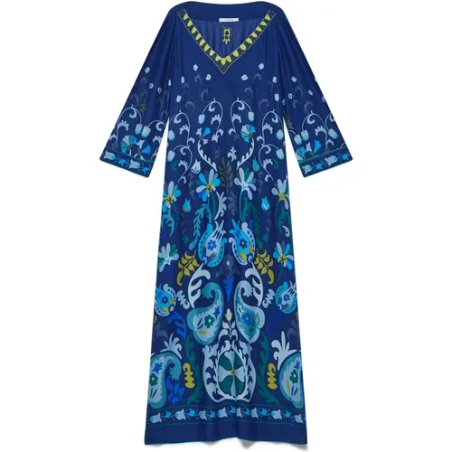 Geometrisch Besticktes Viskose Kaftan Kleid , Damen, Größe: XS - MALIPARMI - Modalova