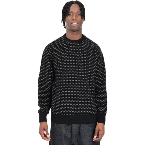 Casual Crew Neck Pullover Schwarz , Herren, Größe: M - Armani Exchange - Modalova