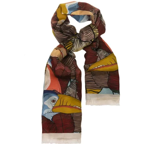 Silky Scarves, female, , Size: ONE SIZE Silk Toucan Scarf - Franco Ferrari - Modalova