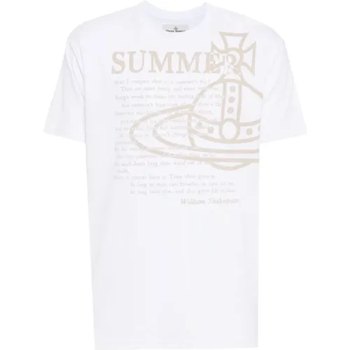 Weiße T-Shirts und Polos mit Orb-Logo-Druck , Herren, Größe: M - Vivienne Westwood - Modalova