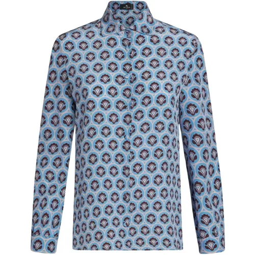 Blue Silk Straight Line Shirt , female, Sizes: S, M - ETRO - Modalova