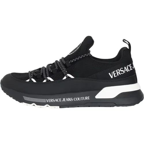 Schwarze Logo-Sneakers mit klobiger Gummisohle , Herren, Größe: 43 EU - Versace Jeans Couture - Modalova