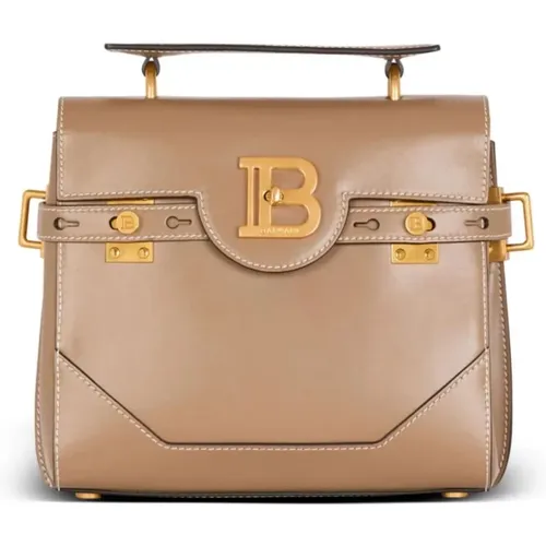 Leather Tote Bag with Gold-tone Details , female, Sizes: ONE SIZE - Balmain - Modalova
