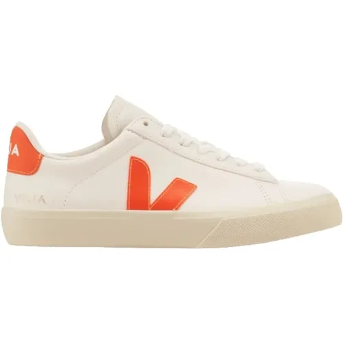 Weiße Campo Sneakers mit Orangem Logo , Herren, Größe: 42 EU - Veja - Modalova