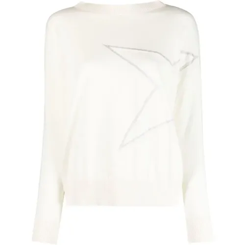 Weißer Bootshalsausschnitt Pullover Casual Stil, Boatneck Sweater Casual Style - Lorena Antoniazzi - Modalova