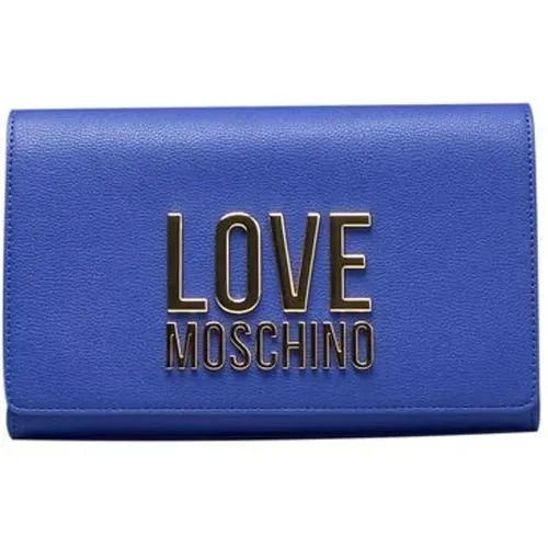 Blaue Crossbody-Tasche mit Kette - Love Moschino - Modalova