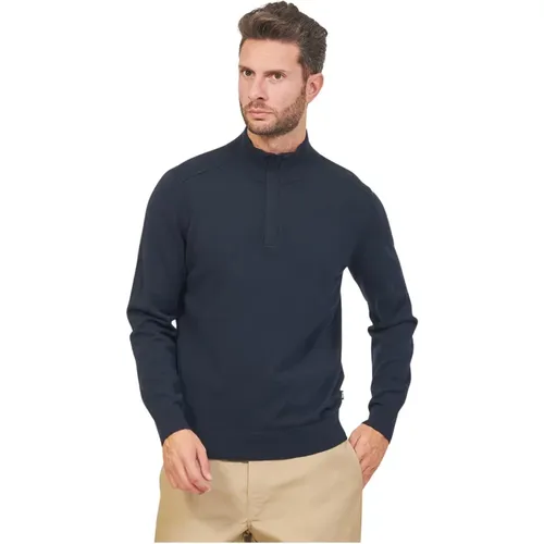 Blauer Pullover mit Verstecktem Reißverschluss - Hugo Boss - Modalova