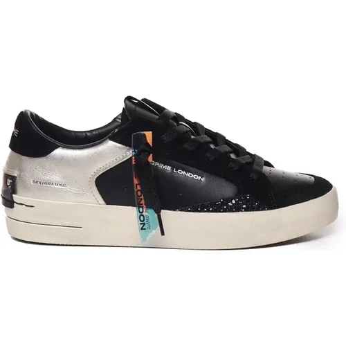 Schwarze Ledersneakers mit Bandsohle - Crime London - Modalova