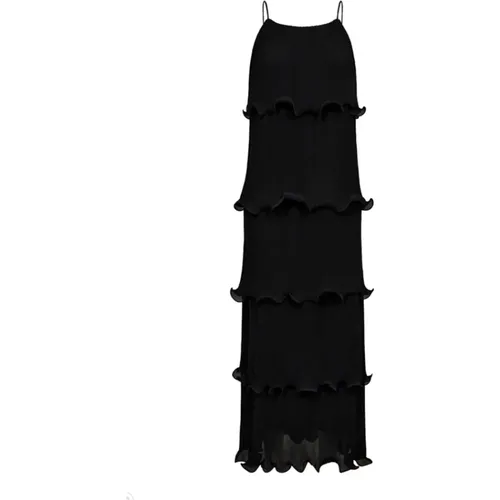 Plissiertes Kleid mit Rüschen Schwarz , Damen, Größe: XL - Copenhagen Muse - Modalova