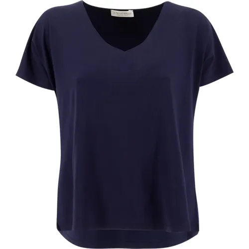 Women Clothing T-Shirts Polos Navy Ss23 , female, Sizes: L - Le Tricot Perugia - Modalova