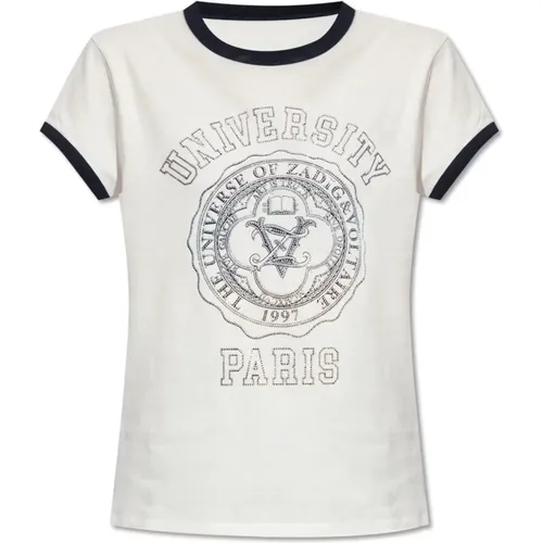 Walk T-Shirt mit Kristallen , Damen, Größe: M - Zadig & Voltaire - Modalova
