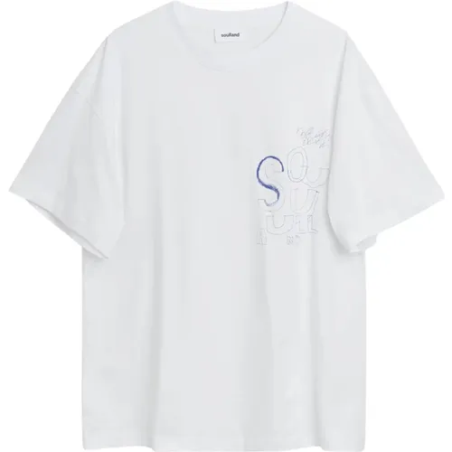 Locker geschnittenes Bedrucktes T-Shirt , unisex, Größe: S/M - Soulland - Modalova
