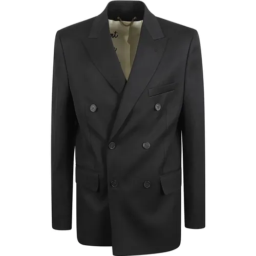 Blazers, male, , Size: M Double Breasted Blazer Wool Gabardine - Golden Goose - Modalova