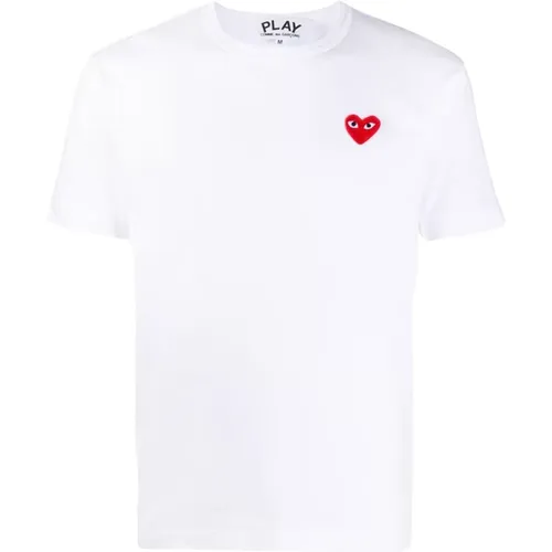 Weißes Logo-besticktes T-Shirt , Herren, Größe: L - Comme des Garçons Play - Modalova