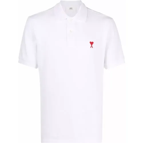 Rotes Polo mit weißem Logo , Herren, Größe: L - Ami Paris - Modalova