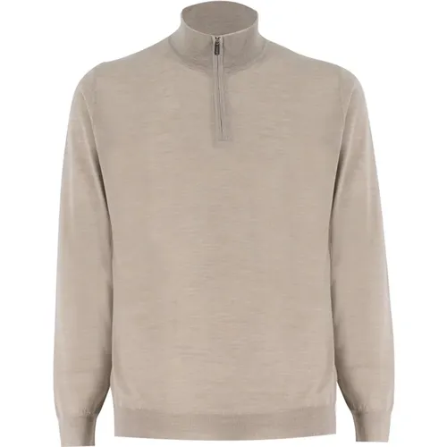 Elegant Half-Zip Jumper , male, Sizes: 2XL, L, 3XL, 4XL, XL - Fedeli - Modalova